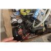Image 4 : Large Box Miscellaneous Items Including Glue Gun, Plumber's Snakes, Air Pressure Gauge and Measurin