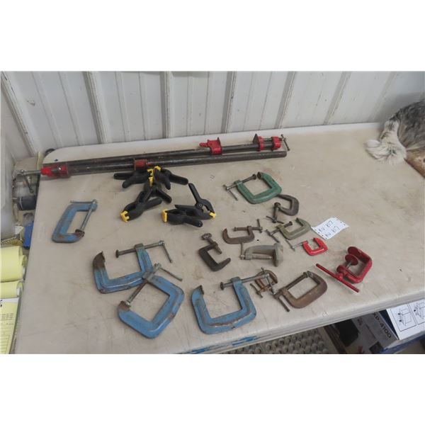 Over 20 Clamps, Springs, Pipe, 7 Sets of Door Handles