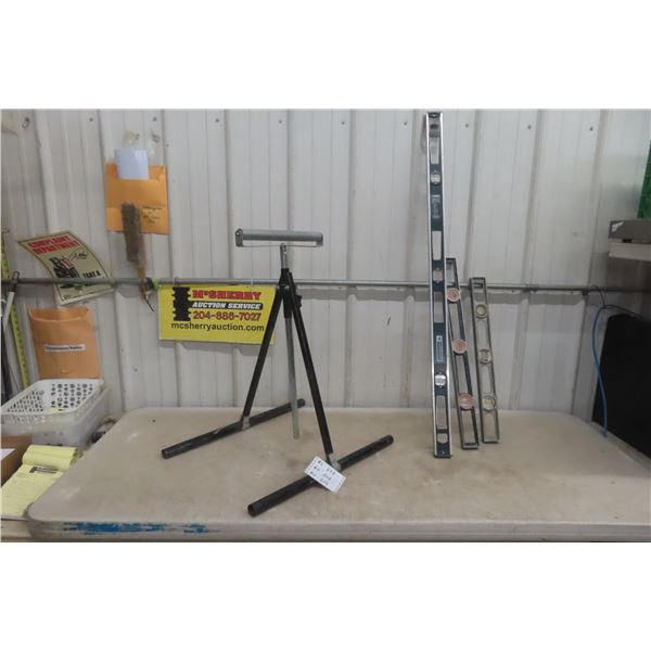 48" Mastercraft Level, 28" Stanley Level, 24" Stanley Level, Roller Stand