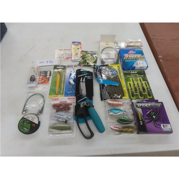Fishing Gear: Lures, Casting Jig, Bait Worms, Fishing Line, Shears +
