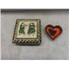 Image 15 : 4 Pieces Staffordshire Swinnertons, 2 Framed Decorative Tiles 7 1/2" x 7 1/2",  Terracotta Glazed Bo