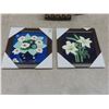 Image 8 : 4 Pieces Staffordshire Swinnertons, 2 Framed Decorative Tiles 7 1/2" x 7 1/2",  Terracotta Glazed Bo