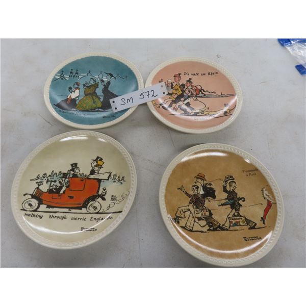 4 Norman Rockwell European Tour 1927 Collector Plates