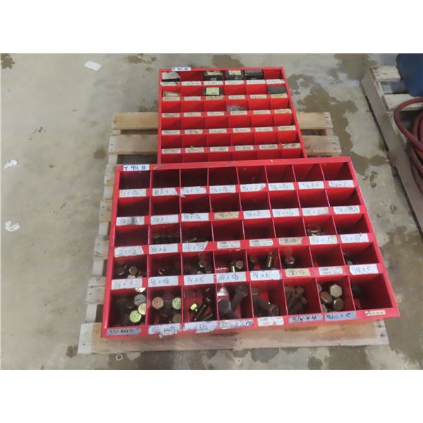 2 Pigeon Hole Cabinets Full of Hardware 40 Hole Cabinet " and 36 Hole "