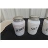 Image 2 : 4 Vintage Milk Glass Shakers, Salt and Pepper, Flour and Sugar