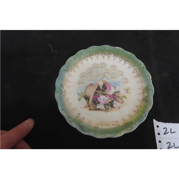 Calendar Souvenir Plate From Rivers Manitoba 1917 - Well Over 100 Years Old!