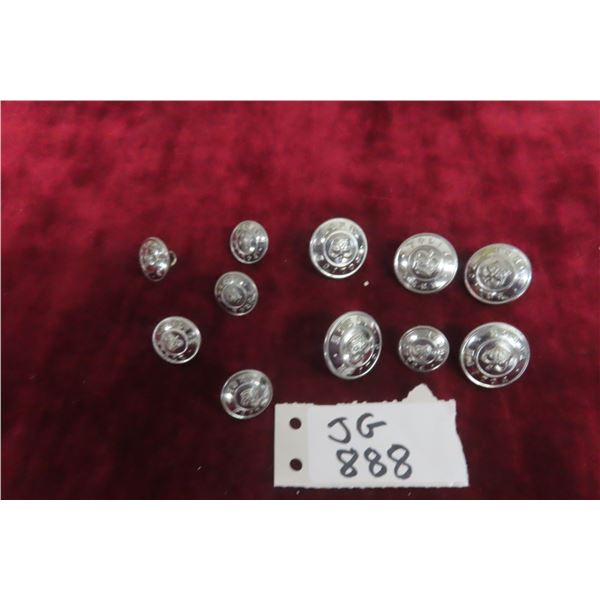 11 Police Force Buttons Marked on the Back (Gaunt London). 5 Large and 6 Small.