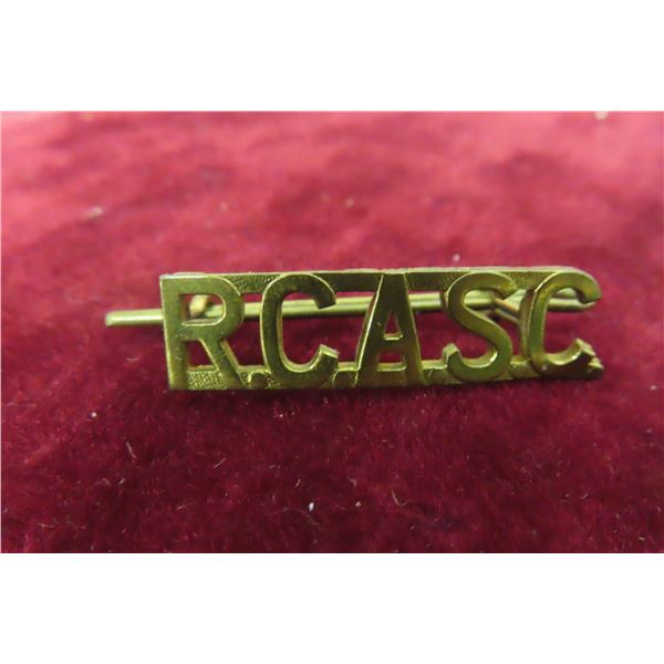 Royal Canadian Army Service Corps Brass Badge.