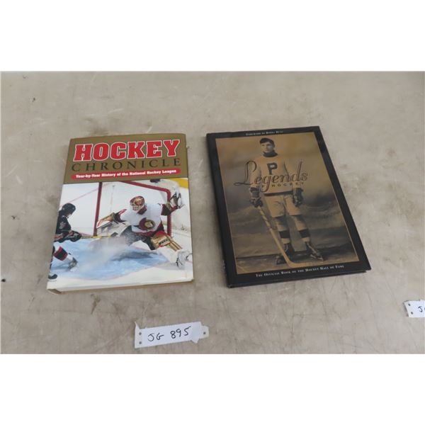 2 Hardcover Hockey Books: Legends of Hockey (1996) and Hockey Chronicle (2006).