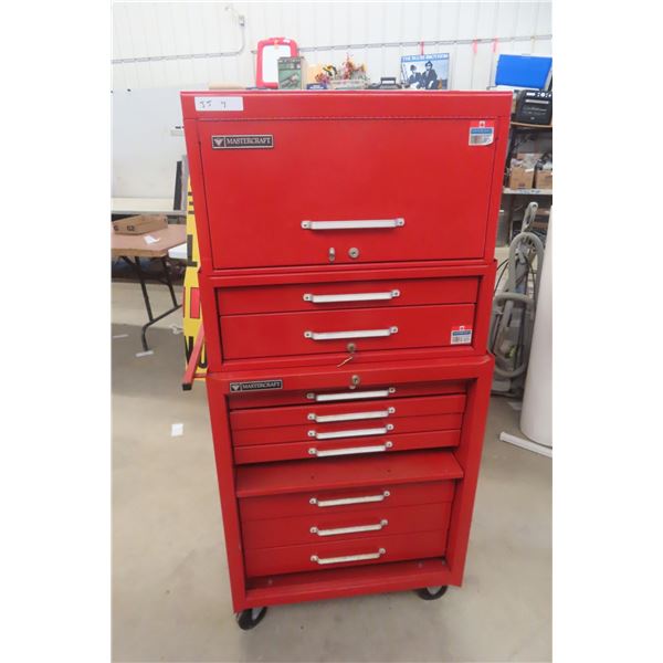 Mastercraft 3-Piece Rolling Tool Cabinet With Key 58" x 27" x 19".