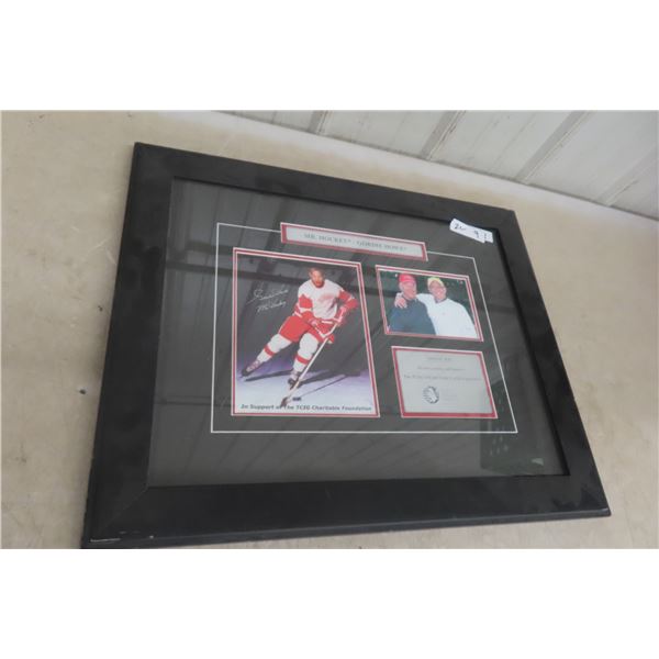 Gordon Howe Autographed Framed Photo 22" x 27".