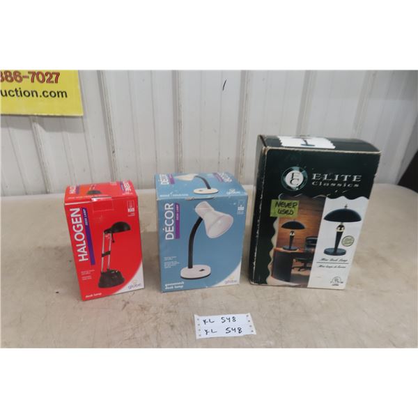 3 New Desk or Table Lamps.