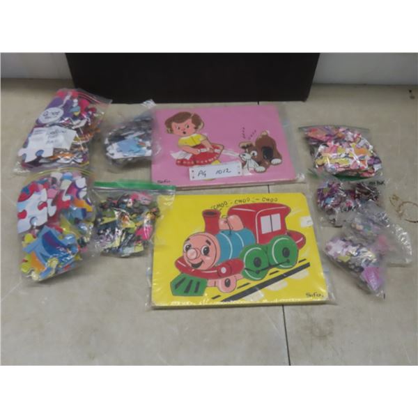 9 Vintage Children’s Puzzles And Sifo 1950s Wood Puzzles, All Complete, No Missing Pieces