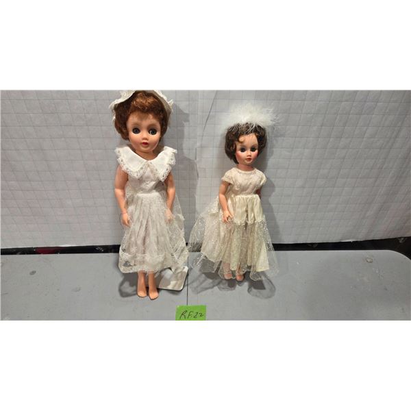 Two Fashion Bridal Dolls, 15" and 18", Both with Stands and Moving Eyes.