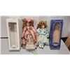 Image 1 : One Seymour Mann 16" Collector’s Porcelain Doll with Stand and One 16" Emerald Porcelain Doll.