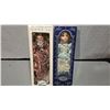 Image 8 : One Seymour Mann 16" Collector’s Porcelain Doll with Stand and One 16" Emerald Porcelain Doll.