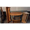 Image 1 : Wooden Oval End Table/Magazine Rack, 22" Wood Shelf, 36" Coat Rack.