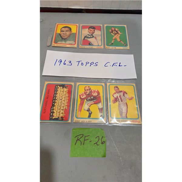 Six 1963 Topps CFL Football Cards.