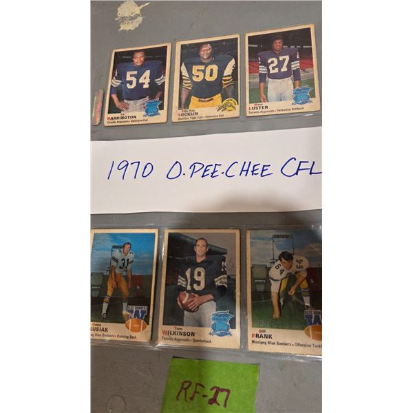 Six 1970 O-Pee-Chee CFL Football Cards.