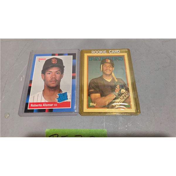 Two Original Roberto Alomar Rookie Cards and Two Toronto Blue Jays Alomar Cards.