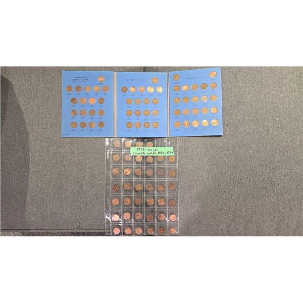 Complete Set Canadian Pennies 1920 to 2012 in Coin Holders.