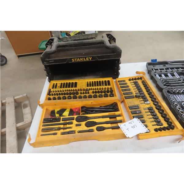 Stanley Socket Set 1/4", 3/8" and 1/2" With Allen Wrenches and Screwdriver Set in Case.