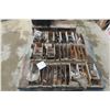 Image 1 : Pallet Lot Including Trailer Hitch Plug, Nuts and Bolts, Clamps, Rebar and Battery Terminal.