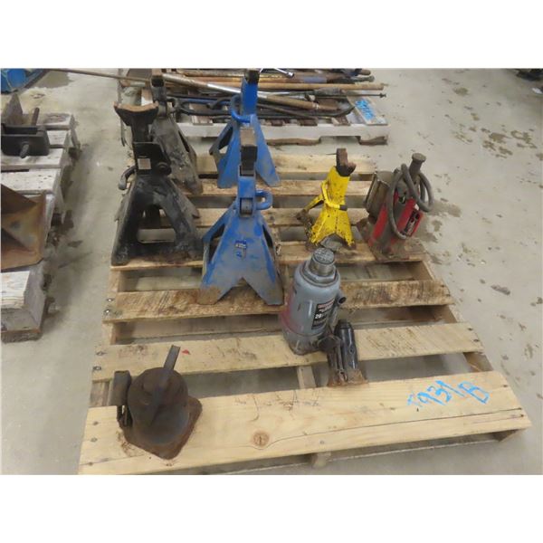 Pallet Lot: Jack Stands, Bottle Jack 20 Ton And More