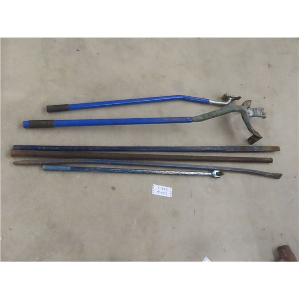 Manual Truck Tire Bars, Breaker Bar And 3 Heavy Duty Pry Bars