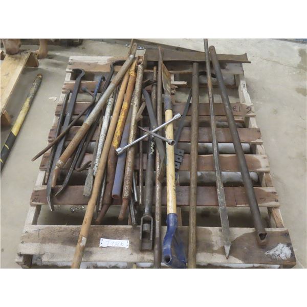 Pallet Lot Of Pry Bars, Tie Down Bars And More