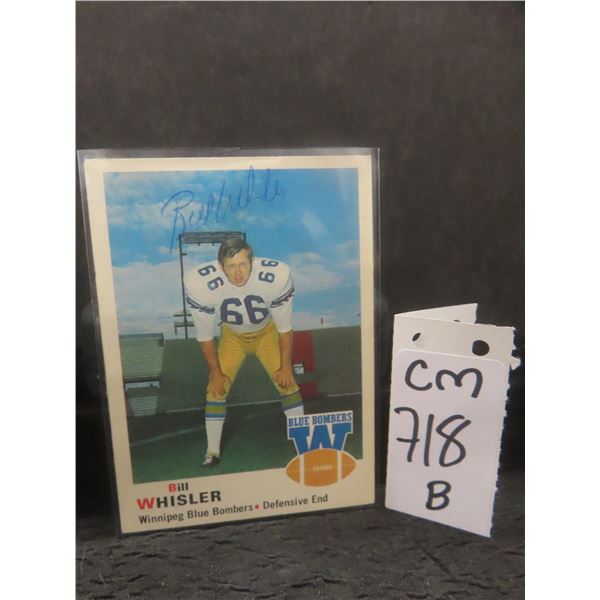 Signed Bill Whisler Winnipeg Blue Bombers Card