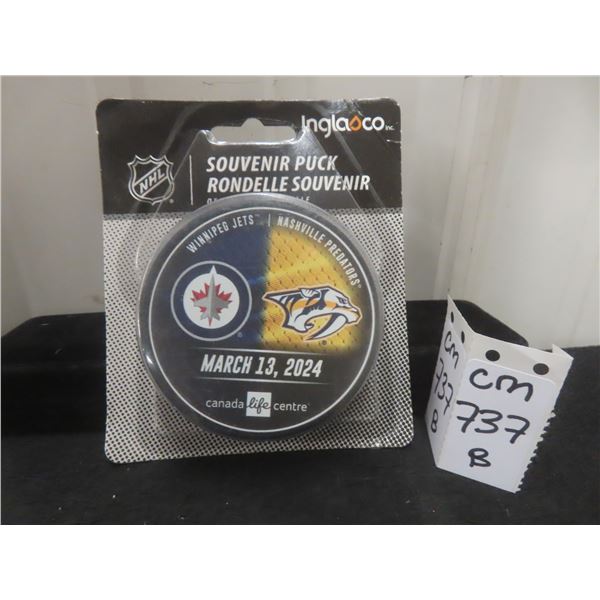 Winnipeg Jets Vs. Nashville Predators Souvenir Puck