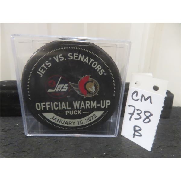 Official Winnipeg Jets Vs. Ottawa Senators Warm Up Puck