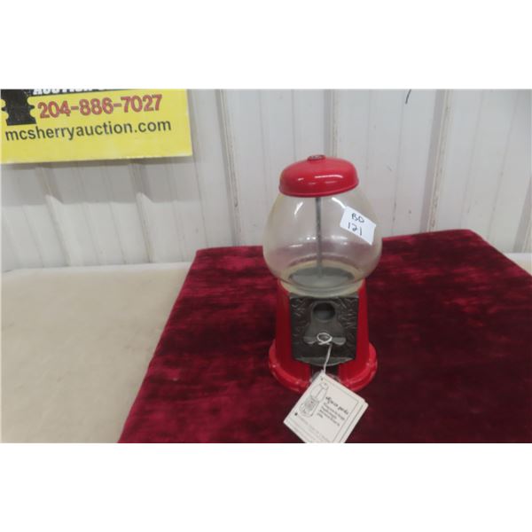 Vintage Metal And Glass Gumball Machine By Continental Gum Canada New With Key And Tag