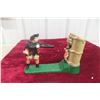 Image 1 : Vintage Cast Iron Mechanical Bank Man Shooting Apple Off Kid's Head William Tell Works