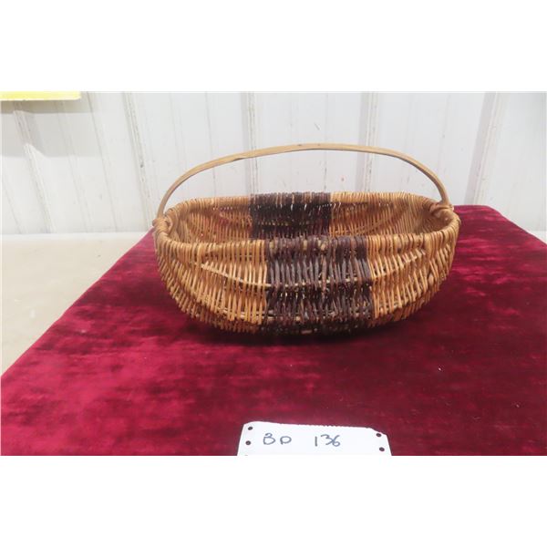 Vintage First Nations Chippewa Willow/Ash Gathering Basket 12" Across