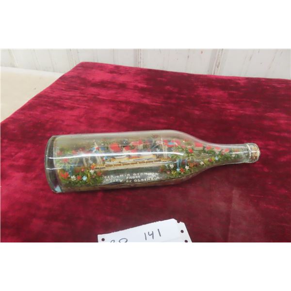 Vintage 1940s German Prisoner Of War Ship In A Bottle Detailed Measures 11.5"