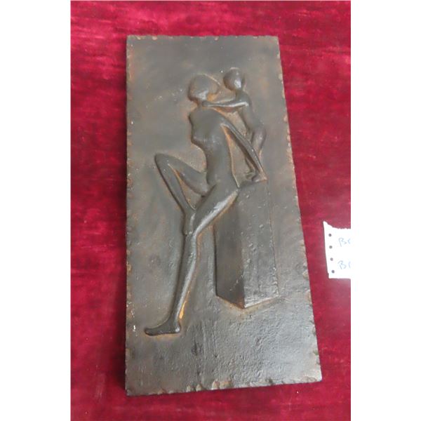Vintage Mid Century Modern Cast Iron Metal Abstract Wall Art 14 1/2" x 7"