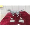Image 1 : Vintage Cast Metal Irish Setter Door Stop 15" In Length And 2 HB Mining Cast Metal Wolf Paper Weigh