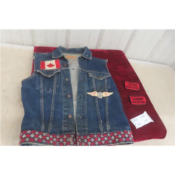 Vintage 1970s Levi's Denim Falcons Motorcycle Club Vest With Harley Davidson Patch And 2 Memorial P