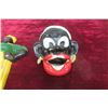 Image 2 : Antique Original Black Americana Wall Mount Notepad Excellent Condition And Black Face Ceramic Asht