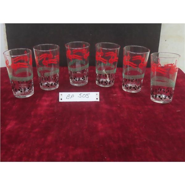 6 Vintage British American Oil Musical Showcase Glass Tumbler by Federal Glass (1965–1967 CBC Show)