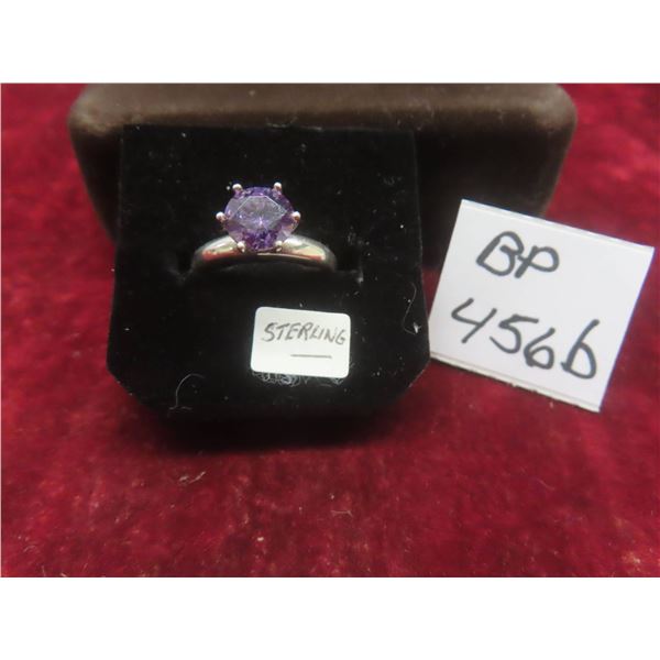 Ring in Case Marked 925 With Amethyst Stone – 5.11 g