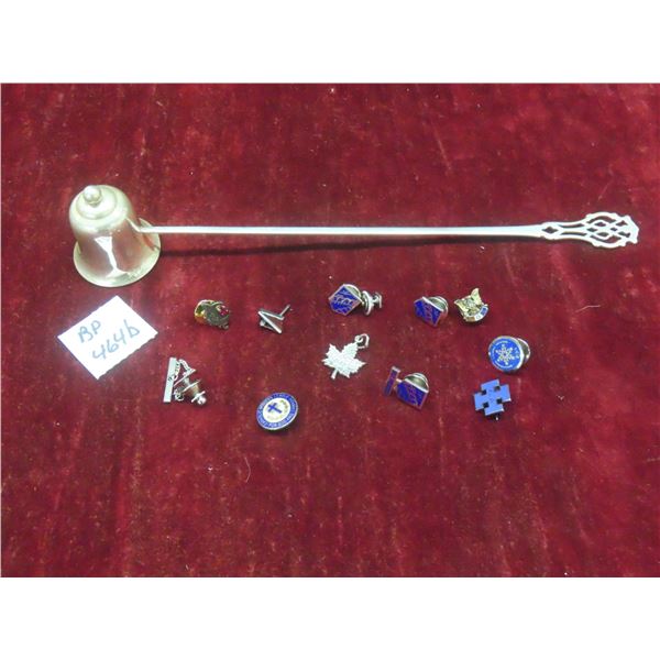 Lunt Sterling Silver Candle Snuffer – 28.57 g and Sterling Pins 20.44 g