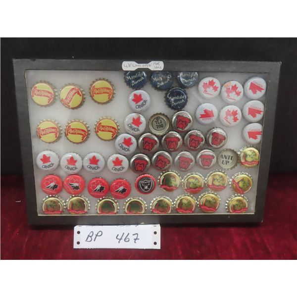 Glass Top Showcase 12" x 8" With Vintage Beer Caps