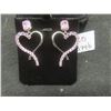 Image 1 : New Platinum Plated 1.0 ct Each Emerald Cut Pink Simulated Diamond (CZ) Heart Dangle Earrings