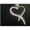 Image 5 : New Platinum Plated 1.0 ct Each Emerald Cut Pink Simulated Diamond (CZ) Heart Dangle Earrings