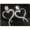 Image 6 : New Platinum Plated 1.0 ct Each Emerald Cut Pink Simulated Diamond (CZ) Heart Dangle Earrings