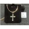 Image 1 : New 18K Gold Plated 30.0 mm Simulated Diamond (CZ) Cross Necklace Chain 19" Long