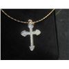 Image 5 : New 18K Gold Plated 30.0 mm Simulated Diamond (CZ) Cross Necklace Chain 19" Long